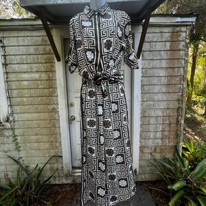 Chocolate Brown and Off White Geometric set